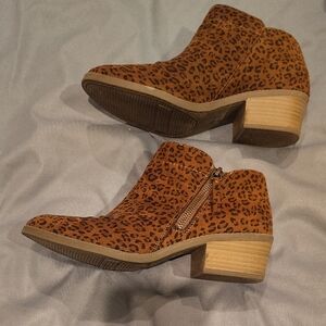 Time and Tru Brown Leopard Ankle Booties
